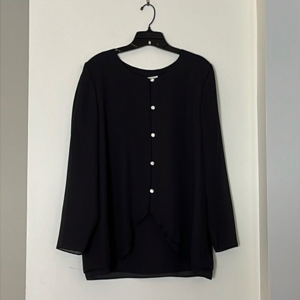 🖤 Vintage Brownstone Studio New York Women’s Black Long-Sleeve Blouse